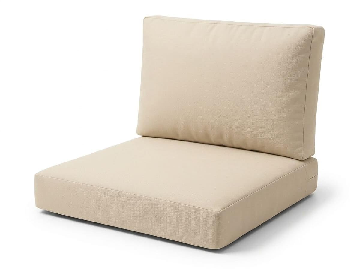 Rattan Garden Furniture Cushions Set – High-Density Foam Support, Outdoor Replacement Cushions for Patio Sofa & Conservatory – Water Resistant Covers (Cream, Back 56cm × 45cm x 7.5cm)