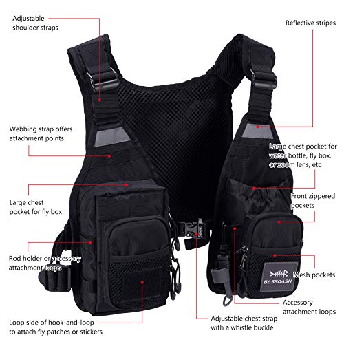 Bassdash FV08 Fliegenfischerweste Anglerweste Ultra Lightweight für Männer und Frauen Tragbare Brustpackung
