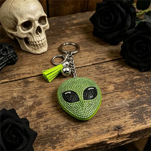 Porte-clés crâne Halloween double face en strass brillant pour sac - 6