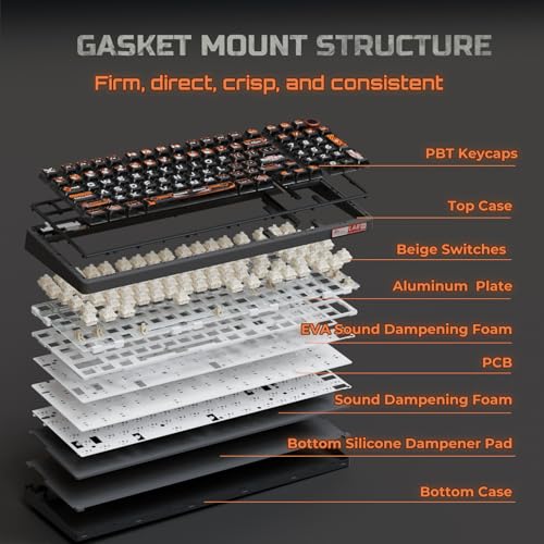 Image of RK ROYAL KLUDGE R98 Pro Wired Mechanical Keyboard, RGB PC Gaming Keyboard with Number Pad and Volume Knob, dye Sublimation DSA Profile Pudding Keycaps, for Win /MAC, Hot Swappable Tactile Beige Switch