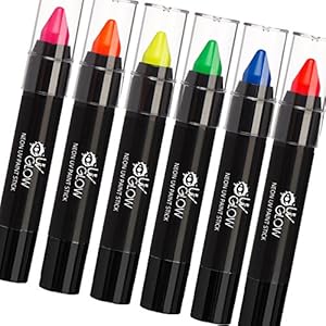 UV Glow – Neon UV stift / Gezicht & Lichaam Potlood – Set van 6 kleuren. Origineel en origineel UV Glow product – gloeit…