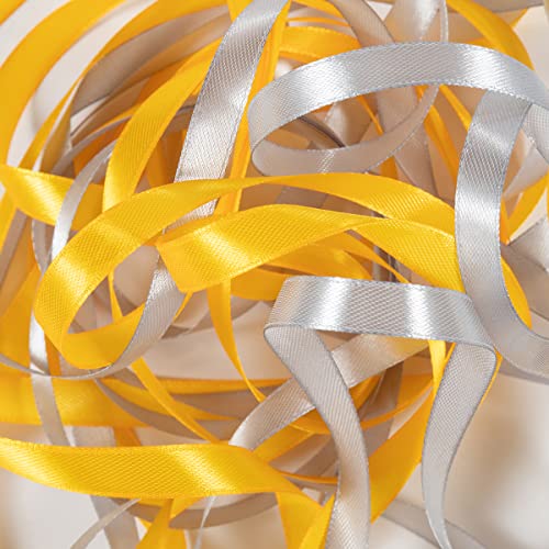 192 Yard Satin Ribbon Red Fabric Silk Ribbon Roll Gift Wrapping Ribbon For Valentine's Day Mother's Day Christmas Diy Gifts Bow Making Crafts, 4 Different Widths(6Mm/10Mm/15Mm/25Mm) (Gold And Silver) #TOP4