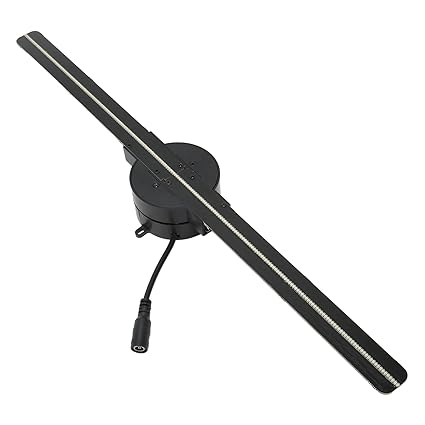 Ubersweet 16.5in 3D Hologram Fan, Large Viewable Angle WiFi 3D Projector with 224 LED Light Beads Two Leaves Advertising Display HD 3D LED Fan for Halloween, Shop, Bar, Party