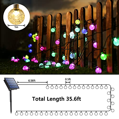 Toodour Solar Globe Lights Outdoor, 36Ft 60 Led Color Changing Solar String Lights With Remote, Waterproof Crystal Ball Solar Patio Lights For Garden, Gazebo, Porch, Yard, Bistro (Rgb) #TOP2