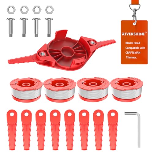 Rivershine CMZST065 Replacement Trimmer Blades Head and CMZST065 Replacement Trimmer Spool Compatible with Craftsman Trimmer CMCST900 CMESTA900 CMESTE920(1+ 10+ 4+ 4)