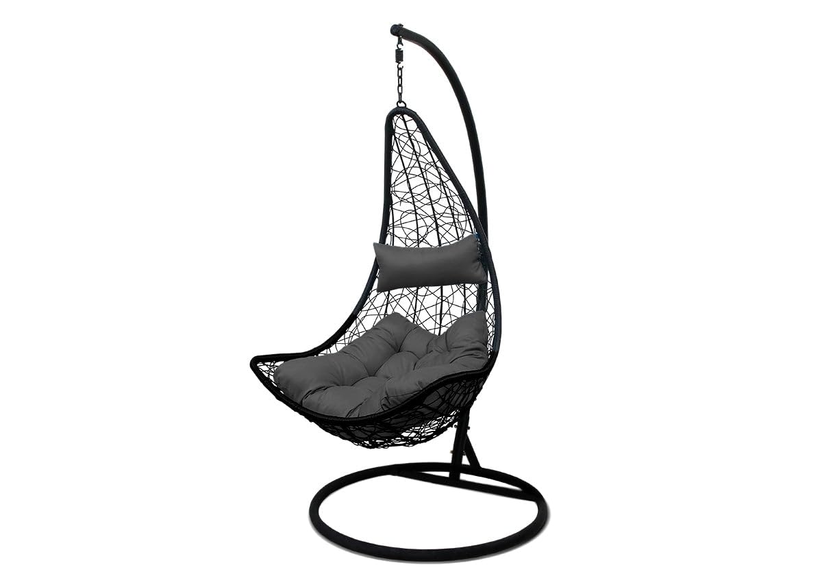 S & S Saldos y Stocks Silla Colgante Mecedora Once. Muebles de Jardin o Terraza Blanco, Cojines Gris