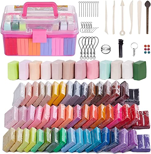 YILAIDA 62 Colors Oven Bake Modeling Clay Non-Toxic & Safe Polymer Clay Starter Kit with Sculpting Tools Crafts Gift for Kids/Beginners/Adults