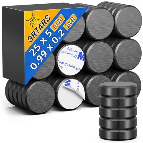 30 Pack 1 Inch (25 mm) Magnets for Crafts with Adhesive Backing Ceramic Magnets Round Disc Magnet Perfect for Refrigerator Button DIY Cup Tiny Magnet Craft Hobbies Science Projects