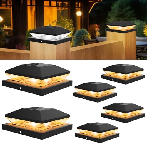 Solar Post Lights 6 Packs, Fence Solar Lights Outdoor
