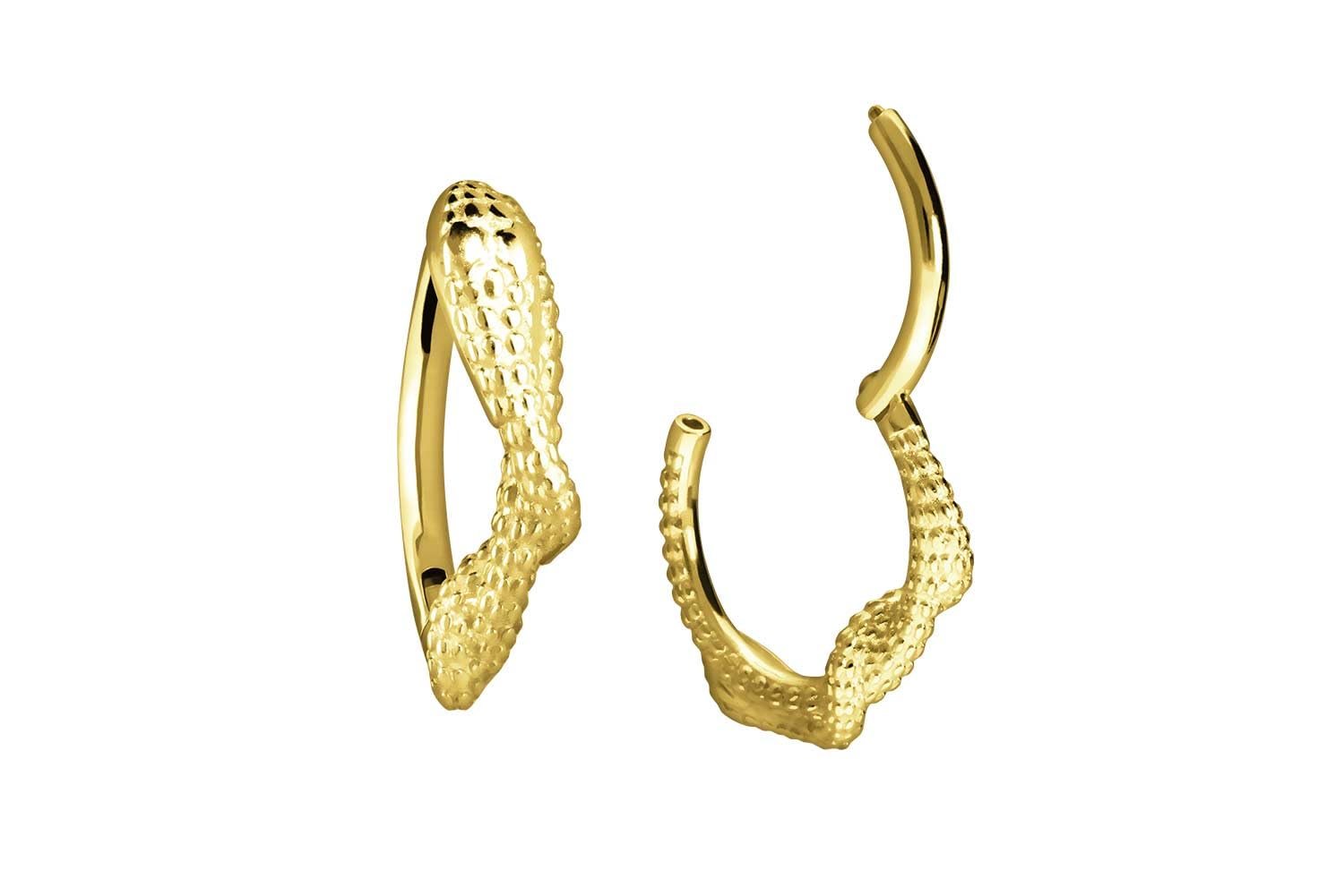 PIERCINGLINE 18 Karat Gold Piercing für Nase, Septum, Ohr, Helix oder Tragus Segmentring Clicker Schlange