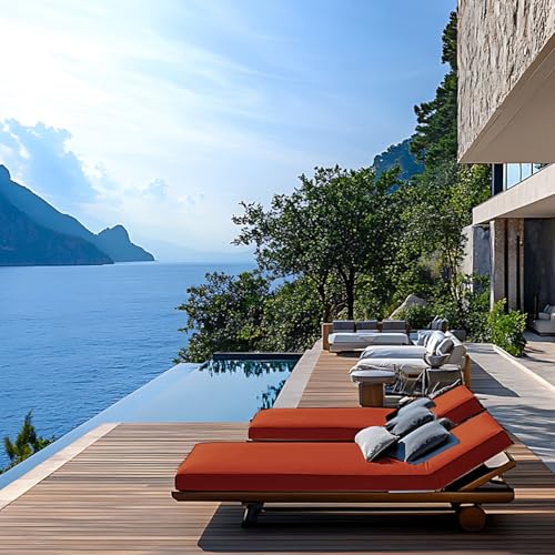 Iheqard Chaise Lounge Cushions Outdoor Set of 2, 71x22x3 in, Spice by Iheqard - Used condition - Image 7