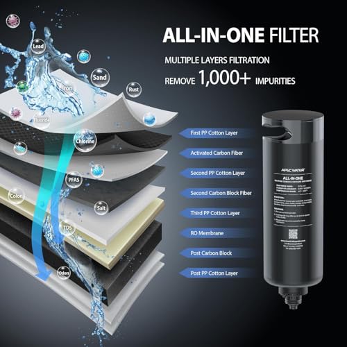 Image of APEC Tankless RO Water Filter System ROTL-AIO-A - Four-in-One Premium Reverse Osmosis Water Filtration, 2:1 Pure to Drain, Filters Fluoride, Heavy Metals, 1K+ Impurities, Easy DIY Install & Care