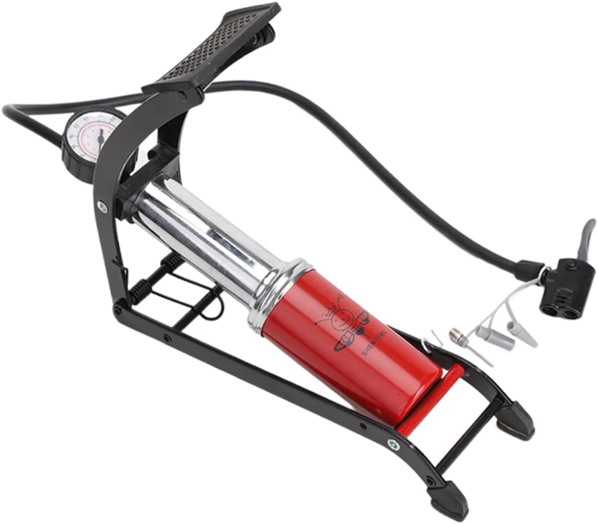 Happyyami Portable High-Pressure Foot Pump Pressure Gauge for Cars Motorcycles and - Pedal for Effortless Inflation Mini Floor Pump for Home Use