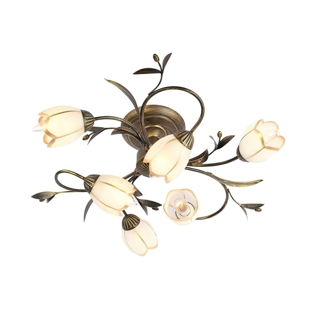 Plafonnier à 6 têtes en fleur rétro pour salon et chambre