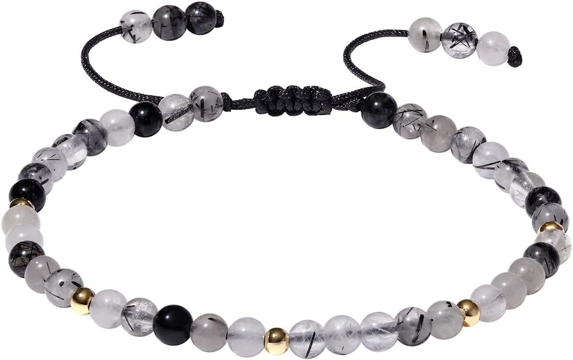 Gemstone Bracelet for Women Crystals and Healing Stones Beaded Stone Chakra Bracelets Healing Energy Crystal Jewelry Gifts Adjustable 4mm