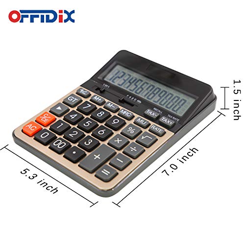 OFFIDIX Office Desktop Calculator, Large Key Calculators, Solar and Battery Dual Power Electronic Calculator Portable 12 Digit Large LCD Display Calculator - Image 3
