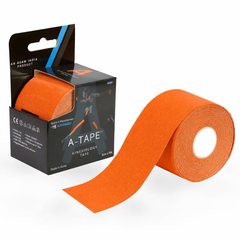 Image of A-Tape Kinesiology Tape 5Cm x 5MTR Roll | Cotton Waterproof Elastic Sports Tape for Muscle Support, Pain Relief, Injury Recovery, Physiotherapy & Joint Stability (Made in Korea) (Color-Beige)