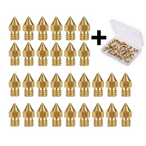 ACMYCH 30PCS 0.3mm 3D Printer Extruder Nozzles for Anet A8 Makerbot MK8 Creality CR-10 S4 S5 Ender 3 3Pro 5