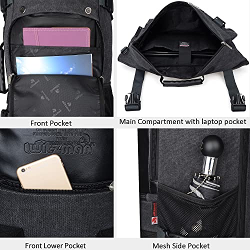 WITZMAN Men Travel Backpack Canvas Rucksack Vintage Duffel Bag 2012 (21 inch Canvas Black)
