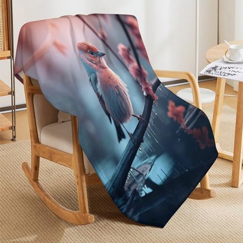 Couverture flannel oiseau chaude pour éviter le froid sur votre sofa