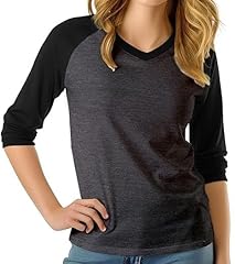 Charcoal & Black - Womens V-neck Raglan