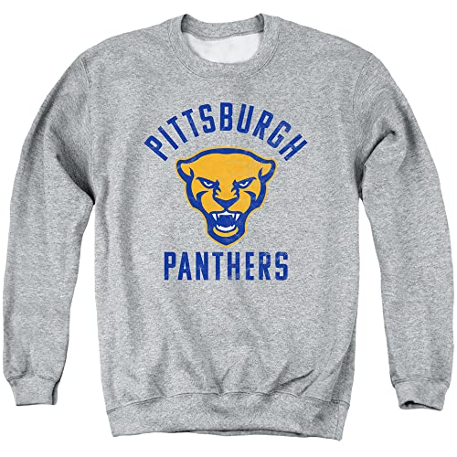 University of Pittsburgh Official Pitt Panthers Logo Unisex Adult Crewneck Sweatshirt,Athletic Heather, Medium