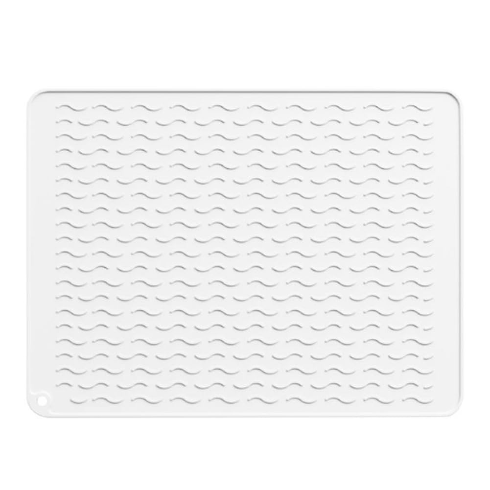 CTRLZS Silicone Dish Drying Mat - Heat,Foldable, Non-Slip Kitchen Countertop Draining Pad for Dishes,Sink Drip Tray A