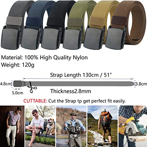Image of LionVII Mens Belt Web,Nylon Webbing Canvas Outdoor Casual Belt with Plastic Buckle Breathable for Work Sports