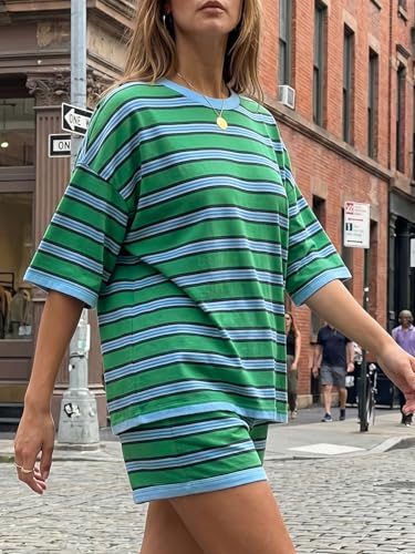 Image of Tankaneo Womens Pajama Sets 3 /4 Sleeve Oversized Tops & Loose Fit Shorts Lounge Set with Pockets Loungewear