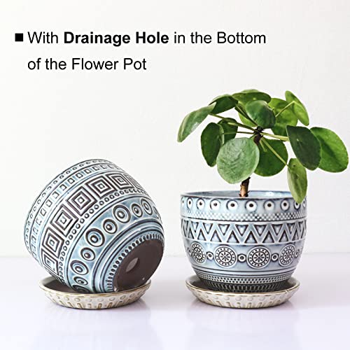 Gepege Ceramic Planter Pots For Indoor Plants, 5.5 Inch Flower Orchid Pot With Drainage Holes And Saucers - Set Of 2 #TOP2