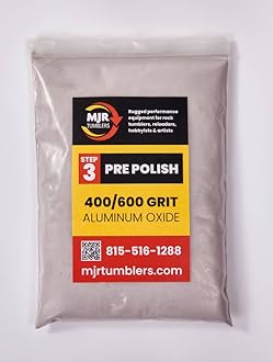 4lb of MJR Tumblers Premium 400/600 Pre-Polish Aluminum Oxide Rock Polishing Grit for Step/Stage 3, MJR Tumblers is a Disabled and Veteran Owned Company Proudly Located in USA