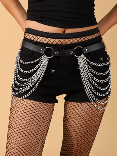 Sacina Gothic Punk Black PU leather Belt, Grunge Emo Black Studded Belt for Women, Goth Accessories3