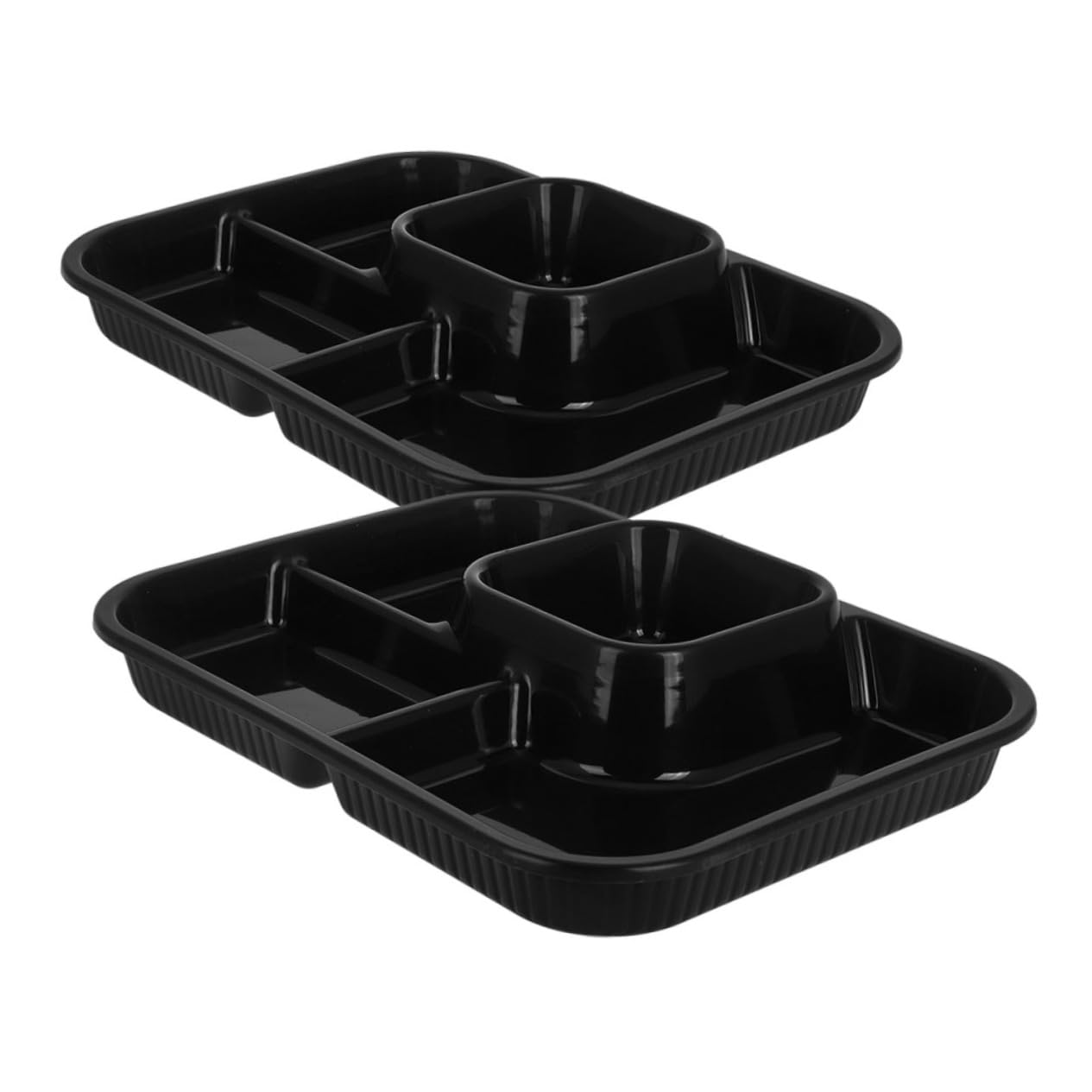 Unomor 2Pcs Microwave Portion Control Tray with Compartments for Meal Prep for Students and Office Workers Reusable Design
