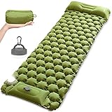 Self Inflating Sleeping Pad for Camping with LED Light Lantern, MOUNTDOG Built-in Foot Pump Ultralight Inflatable Waterproof Air Mattress for Backpacking, Camp, Hiking, Travel, Tent(Yellow)