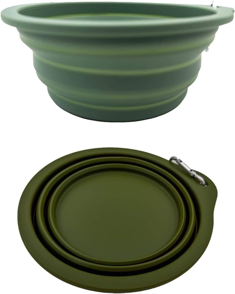 Pet Supplies : 2 Pack Collapsible Dog Travel Bowls (21oz/600ml), 100% Food Grade Silicone Integrated Molding, No Plastic Rim, Portable Pet Feeding Watering Dishes for Outdoors with Clasp, BPA Free : 