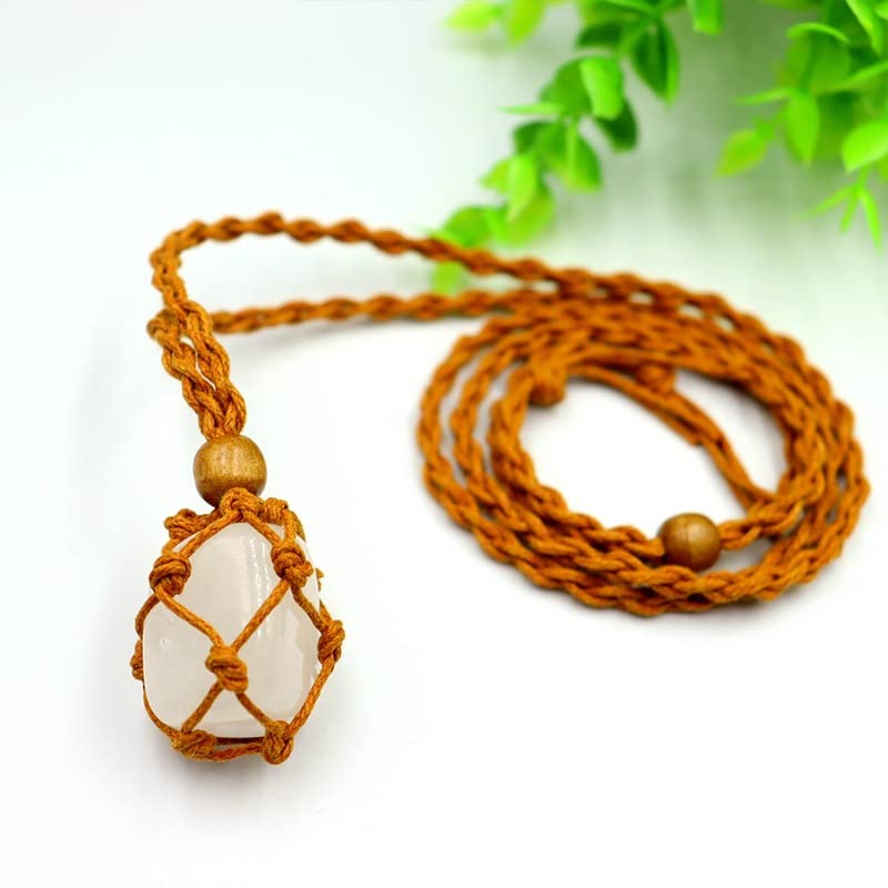 EEEKit 6 Gabbie per Ciondoli da Collana e 4 Cordini per Braccialetti in Pietra, Portacristalli Regolabile di Cotone Intrecciata per Creazione Gioielli