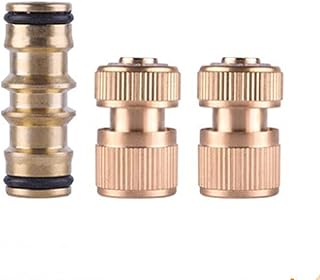Zkenyao-Brass Connector 2-Way Coupling with Flow Connector Brass Garden Irrigation Fittings Lawn Watering Hose End Connector Water Hose, Simple to Install (Color : A)