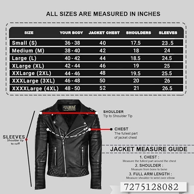 Image of Mens biker Leather Jacket Black