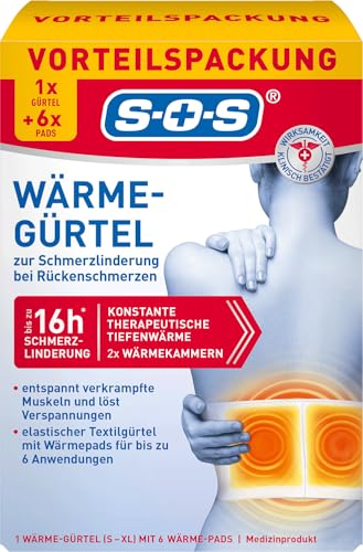 SOS Wärme-Gürtel (1x Wärme-Gürtel + 6 Pads)...