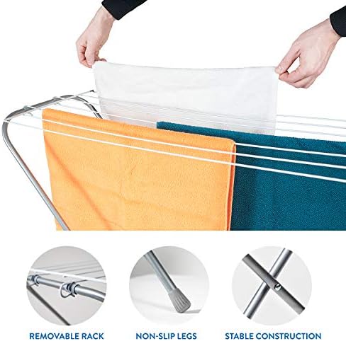 Tatkraft Toro Foldable Freestanding Clothes Drying Rack, Compact Storage, Ideal for Small Apartments, Space Saving, Easy and Fast to Assemble, Made in Italy