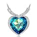 valentines day gifts, Qianse "Heart of the Ocean" Pendant Necklace Made with Blue SWAROVSKI Crystal, Heart Jewelry, gift for her, birthday gifts for girls, Women Fashion Jewelry