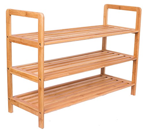 BIRDROCK HOME Bamboo Shoe Rack Organizer for Entryway, Closet, or Front Door - Stackable Wooden Storage Shelf for Small Spaces, Indoor or Outdoor, Decorative Brown Madera - Elegant, Simple - 3 Tier by BIRDROCK HOME - Used condition - Image 7