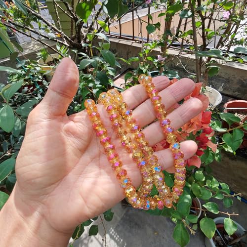 Image of 10mm Rondelle Glass Beads for Jewelry Making, Faceted Briolette Crytal Spacer Beads for Bracelet Necklace Earring, Golden Rose 200pcs