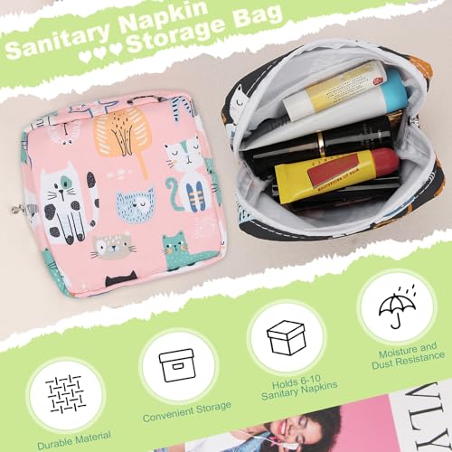 Image of Sanitary Pad Storage Bag Portable Period Bag for Teen Pads /Sanitary Napkins /Small Tampons, Sanitary Napkin Storage Bag First Period Gifts for Teen Girls (Bowknot Bear)