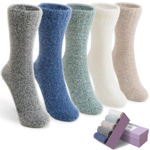 SISOSOCK Fuzzy Cozy Warm Socks for Women-Winter Home Thick Wool Soft Sleeping Socks-Perfect Gifts for Women