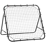 HOMCOM Fußball Rebounder Kickback Tor Rückprallwand Netz für Baseball Fußball Fußballtor für Training Verstellbarer Winkel Metallrohr PE Gewebe 96 x 80 x 96 cm Schwarz