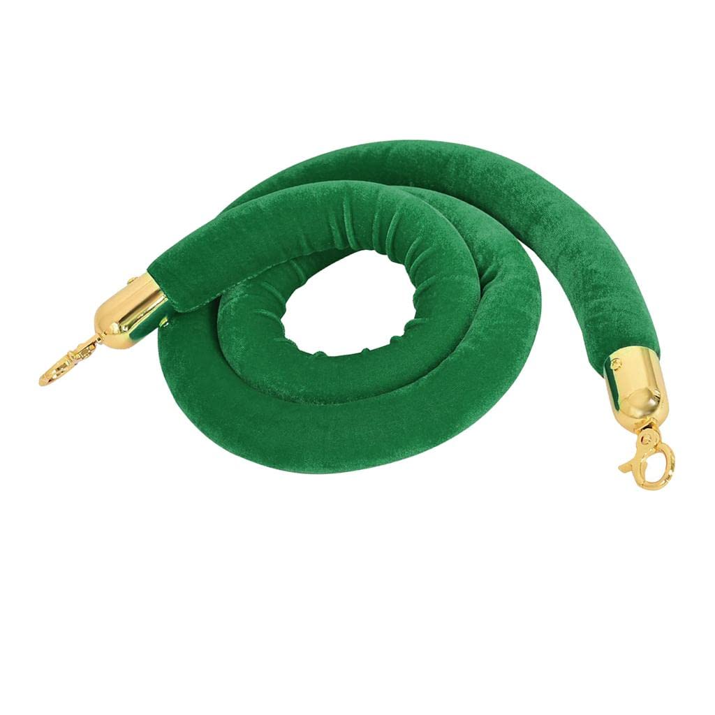 MERIGLARE Corde de Poteau élégante En Velours avec Crochets Polis - Corde de Queue de Qualité Supérieure (1 Pièce, Crochets Argentés), Vert, 59,0 pouces