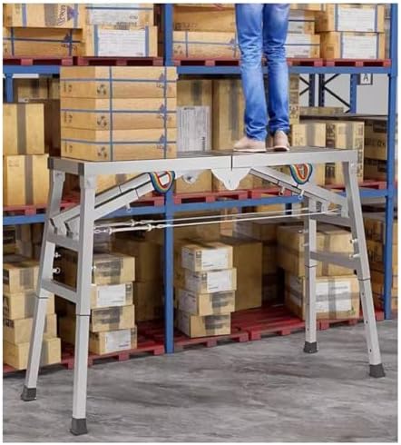 Adjustable Scaffolding Platform - Heavy-Duty Steel Workbench & Portable Folding Ladder for RV Cleaning, Wall Painting, Home Renovation & DIY Projects (180x40cm)