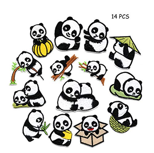 Tpocean 14 Pcs Mignon Panda Patch Brodé Coudre Le Fer Sur Des Patchs pour Enfants Vêtements Patchs À Dos Appliques Badge DIY Décoration