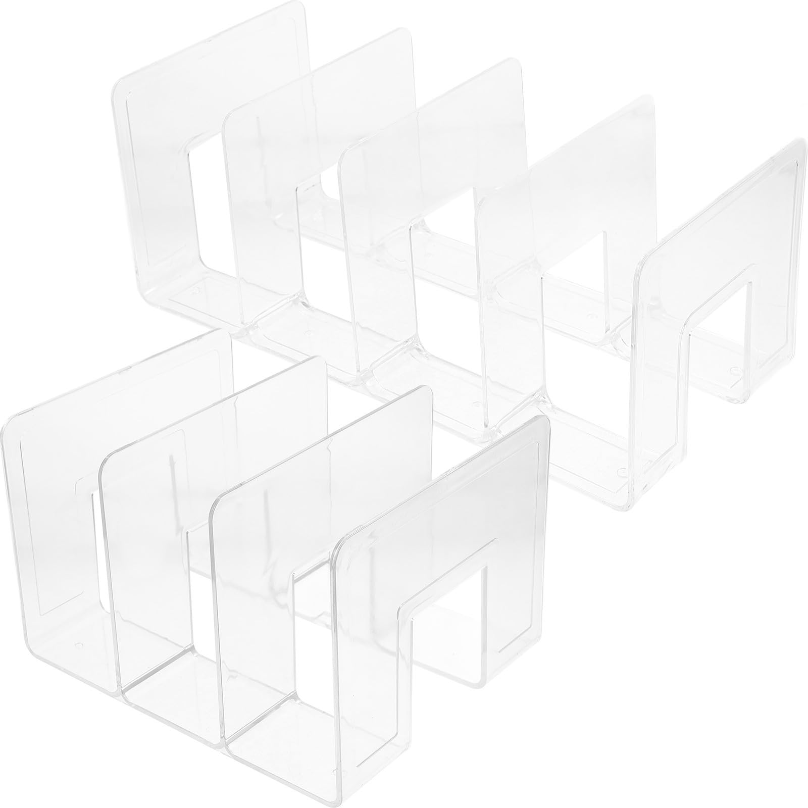 Buchstützen mit 4 Fächern 2 Stück aus Kunststoff Transparente